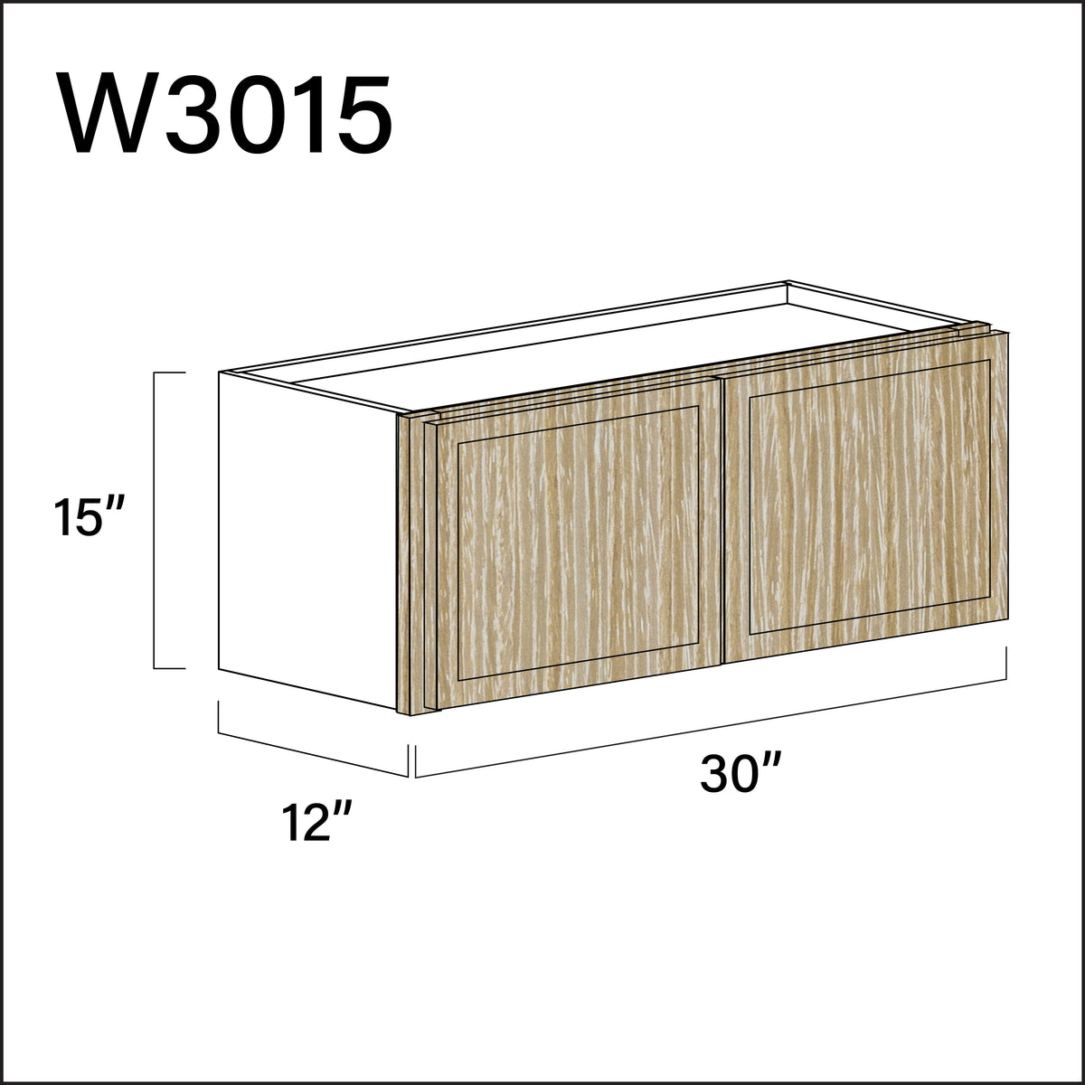 Angel Oak Slim Shaker Double Door Wall Cabinet - 30" W x 15" H x 12" D