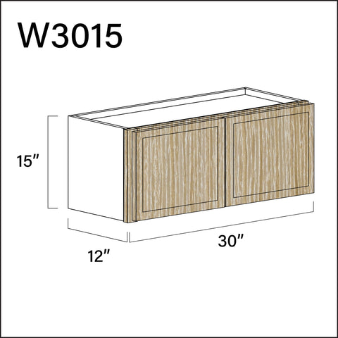 Angel Oak Slim Shaker Double Door Wall Cabinet - 30" W x 15" H x 12" D