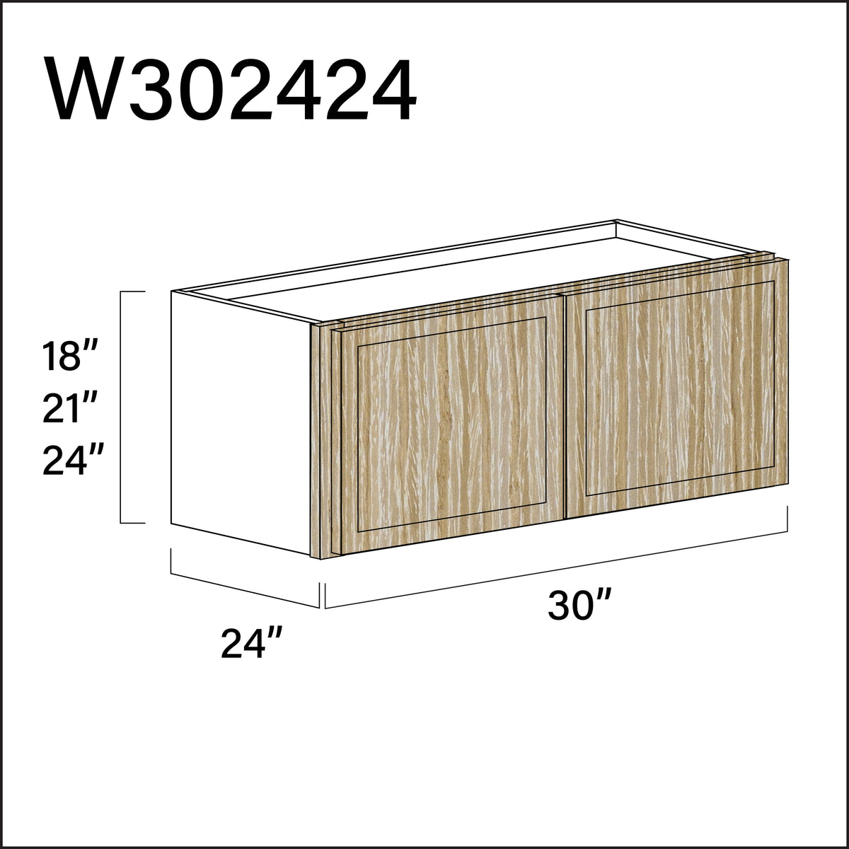 Angel Oak Slim Shaker Wall Bridge Double Door Cabinet - 30" W x 24" H x 24" D