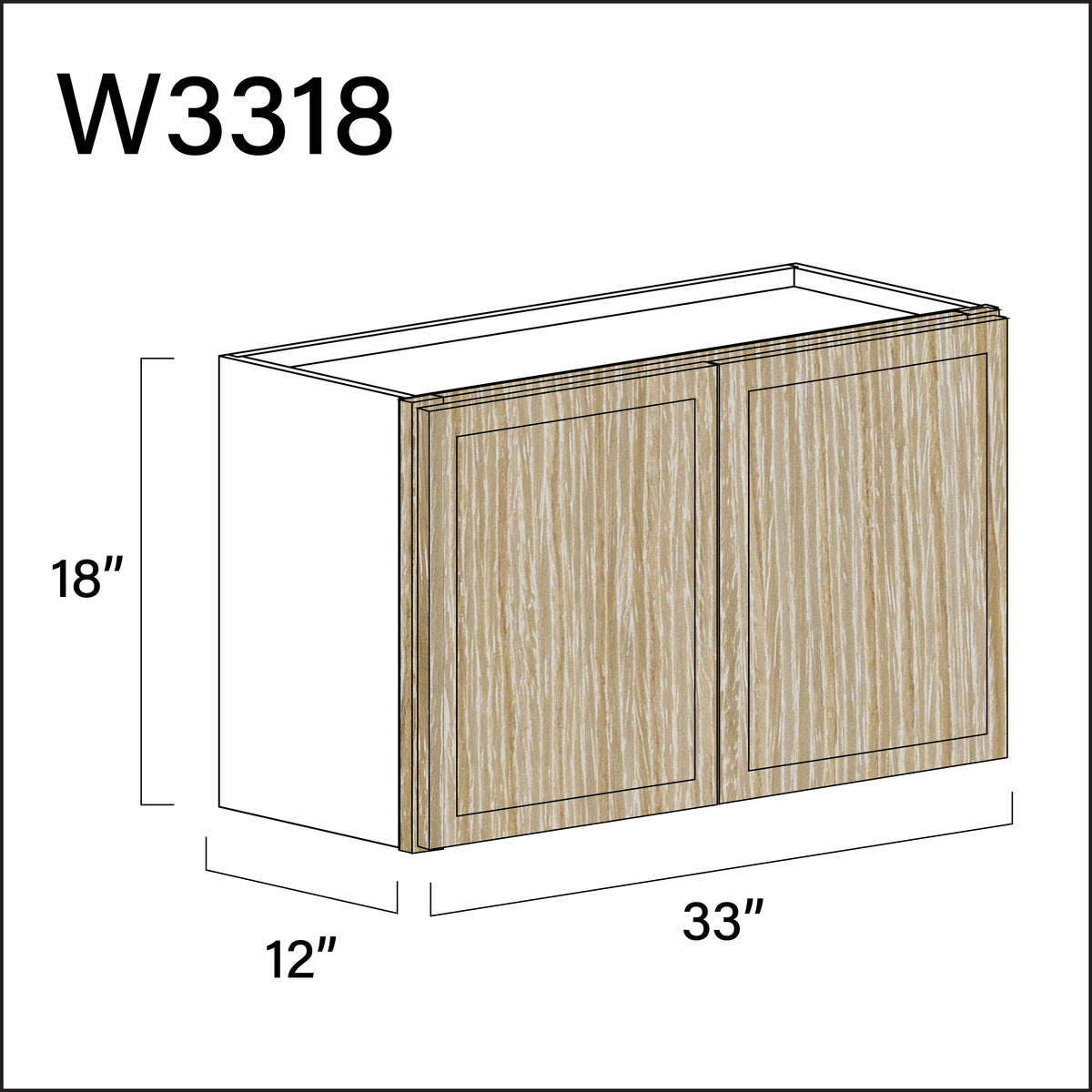 Angel Oak Slim Shaker Double Door Wall Cabinet - 33" W x 18" H x 12" D