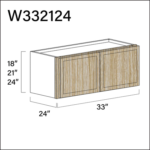 Angel Oak Slim Shaker Wall Bridge Double Door Cabinet - 33" W x 21" H x 24" D