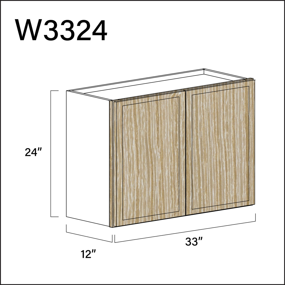 Angel Oak Slim Shaker Double Door Wall Cabinet - 33" W x 24" H x 12" D