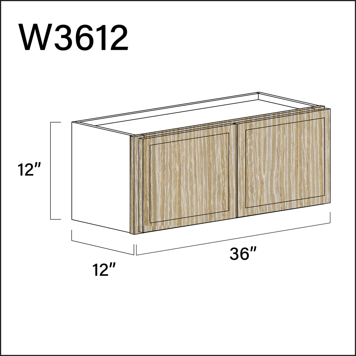 Angel Oak Slim Shaker Double Door Wall Cabinet - 36" W x 12" H x 12" D