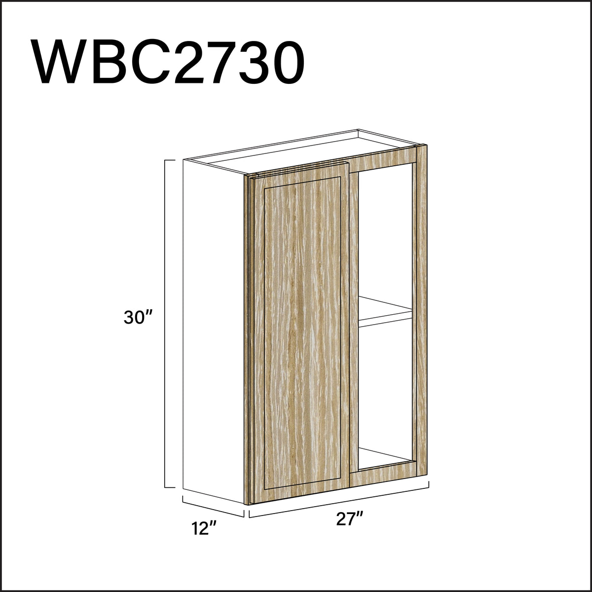 Angel Oak Slim Shaker Wall Blind Corner Cabinet - 27" W x 30" H x 12" D