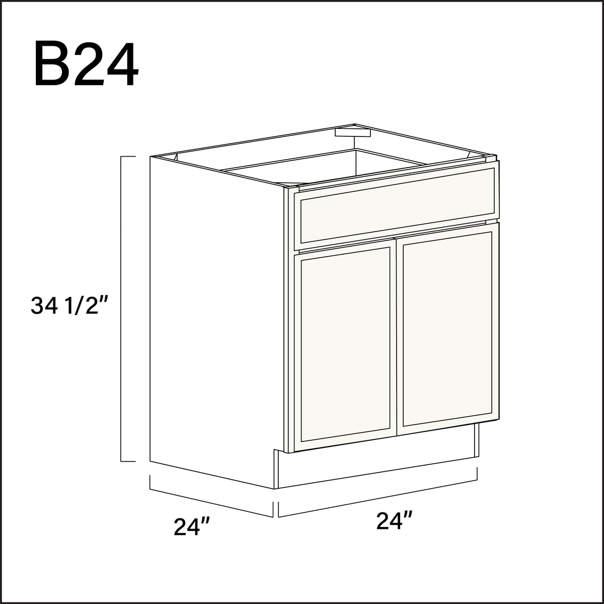 Angel White Slim Shaker 1 Drawer 2 Door Kitchen Base Cabinet - 24" W x 34.5" H x 24" D