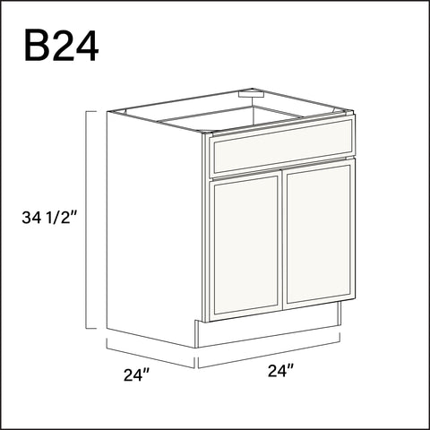 Angel White Slim Shaker 1 Drawer 2 Door Kitchen Base Cabinet - 24" W x 34.5" H x 24" D