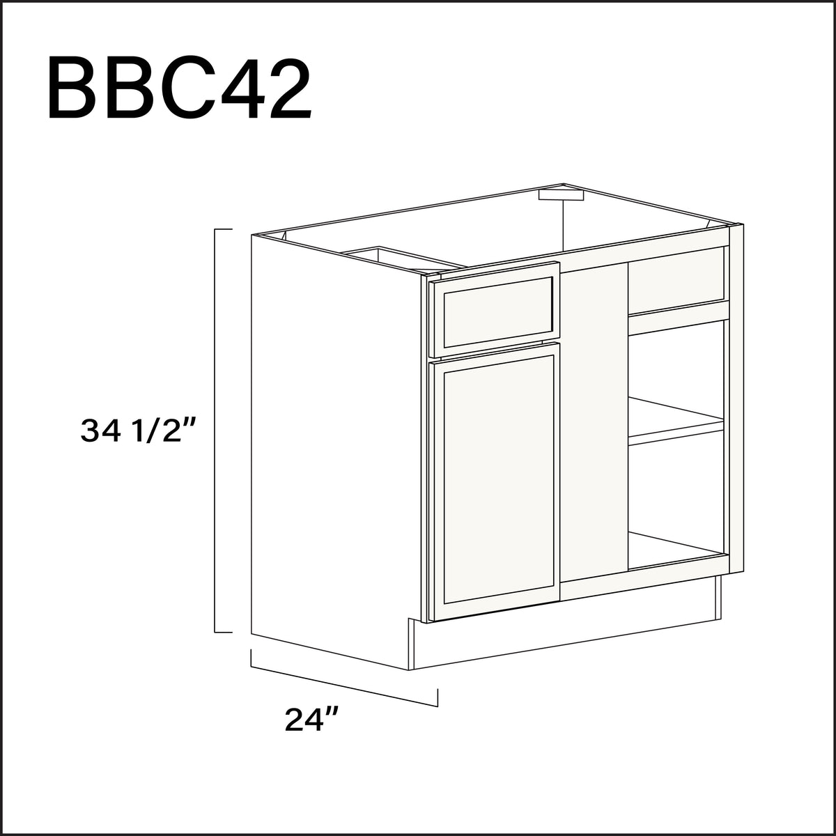 Angel White Slim Shaker Base Blind Corner Cabinet - 39" W x 34.5" H x 24" D