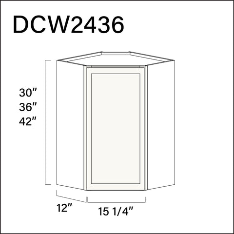 Angel White Slim Shaker Diagonal Wall Corner Cabinet - 24" W x 36" H x 12" D