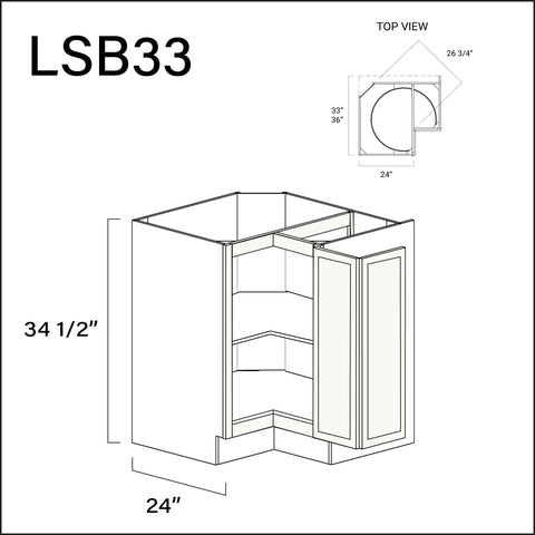 Angel White Slim Shaker Lazy Susan Kitchen Cabinet - 33" W x 34.5" H x 24" D