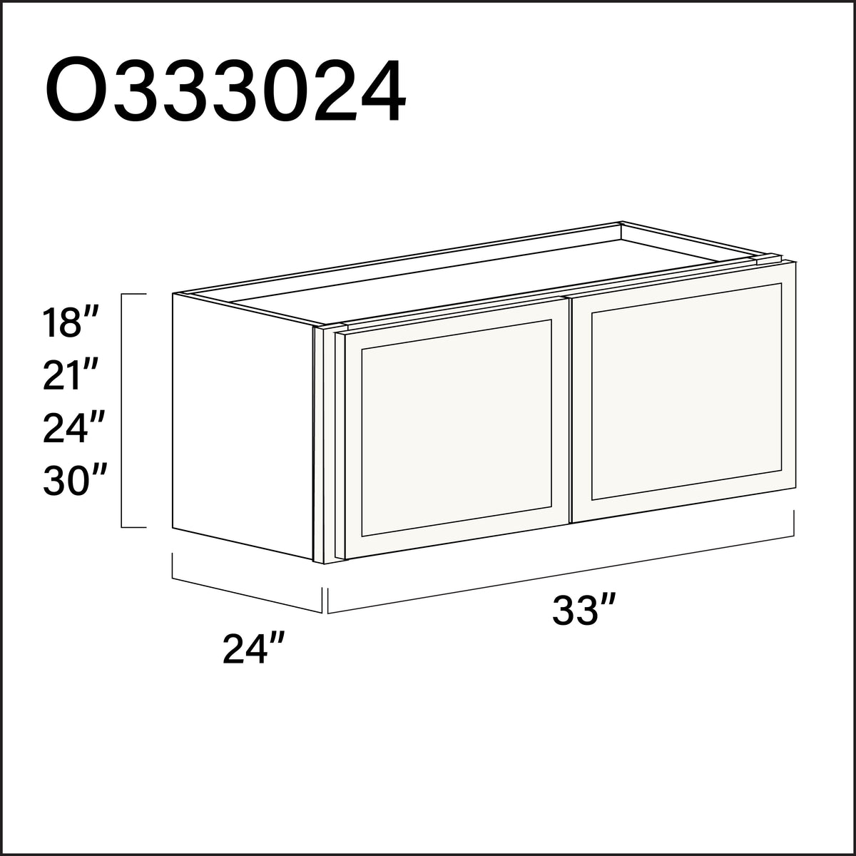 Angel White Slim Shaker Double Door Oven Upper Cabinet - 33" W x 30" H x 24" D