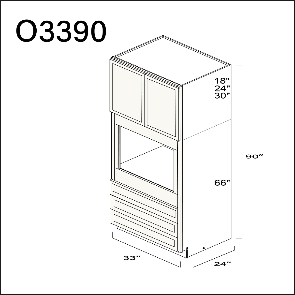 Angel White Slim Shaker Single Oven Cabinet - 33" W x 90" H x 24" D