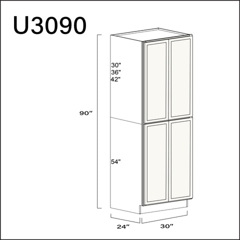 Angel White Slim Shaker Double Door Pantry Cabinet - 30" W x 90" H x 24" D