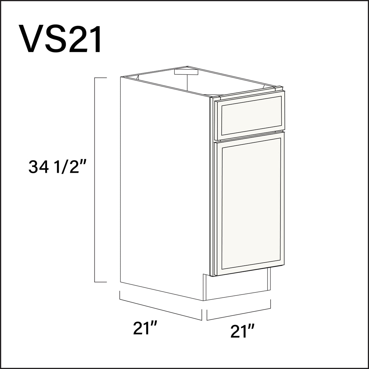 Angel White Slim Shaker Vanity Sink Base Cabinet - 21" W x 34.5" H x 21" D