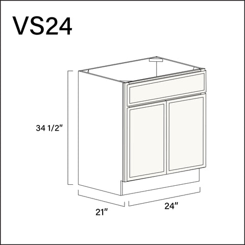 Angel White Slim Shaker Vanity Sink Base Cabinet - 24" W x 34.5" H x 21" D