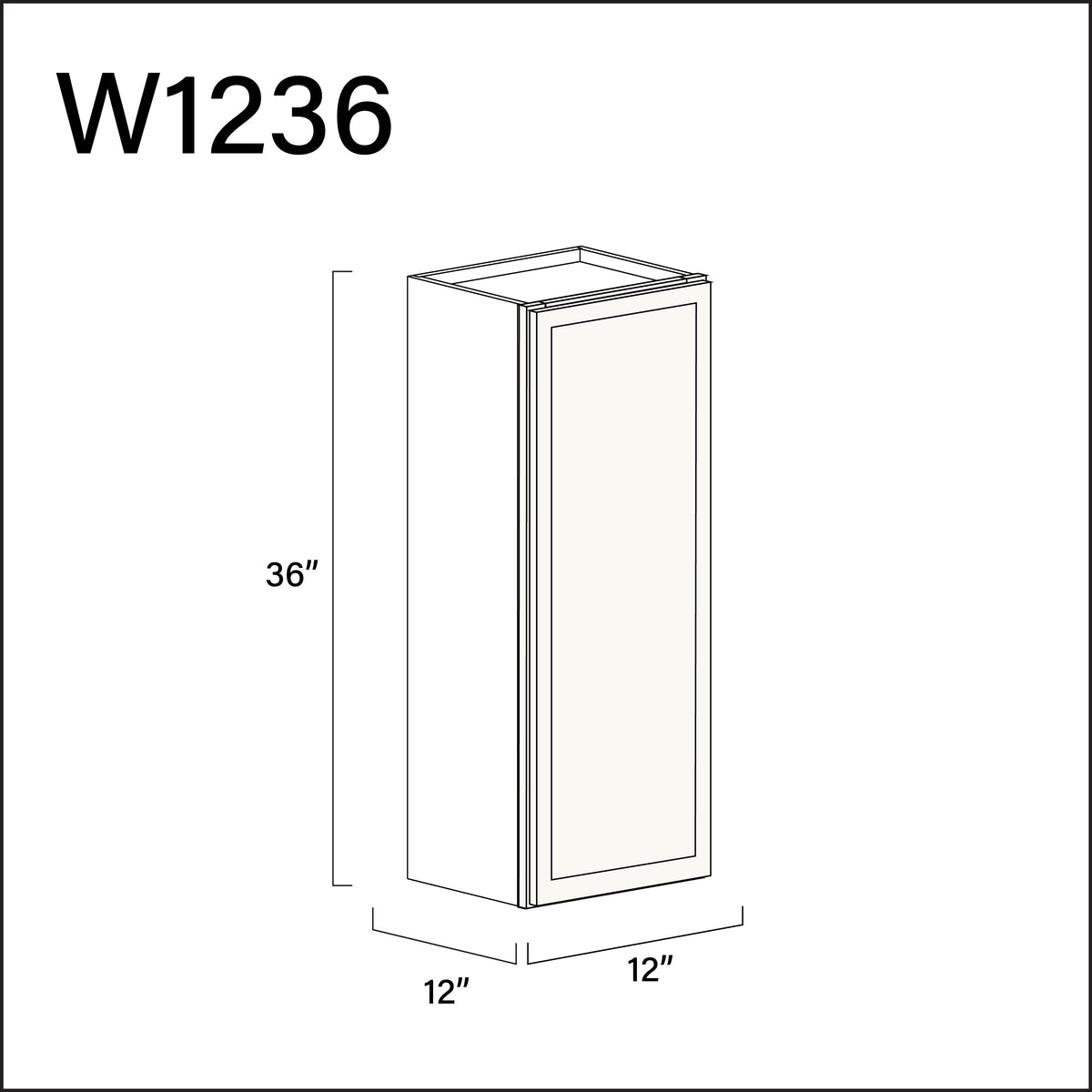 Angel White Slim Shaker Single Door Wall Cabinet - 12" W x 36" H x 12" D