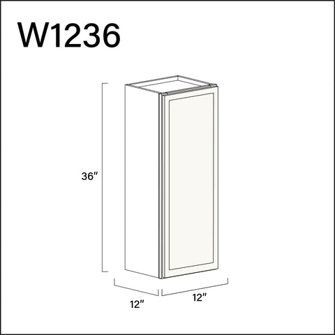 Angel White Slim Shaker Single Door Wall Cabinet - 12" W x 36" H x 12" D