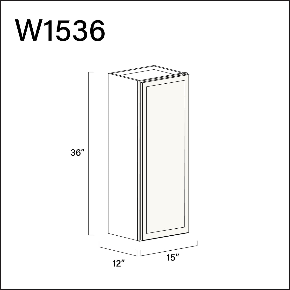 Angel White Slim Shaker Single Door Wall Cabinet - 15" W x 36" H x 12" D