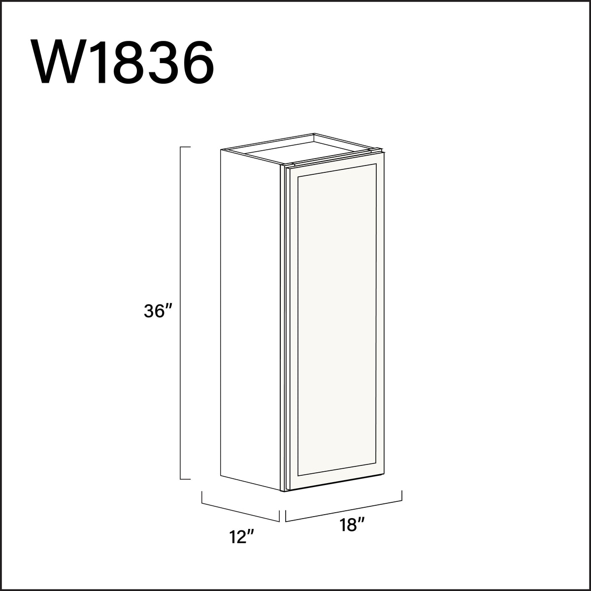 Angel White Slim Shaker Single Door Wall Cabinet - 18" W x 36" H x 12" D