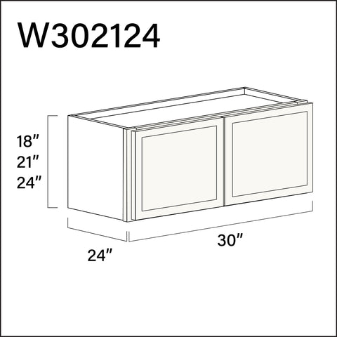 Angel White Slim Shaker Wall Bridge Double Door Cabinet - 30" W x 21" H x 24" D