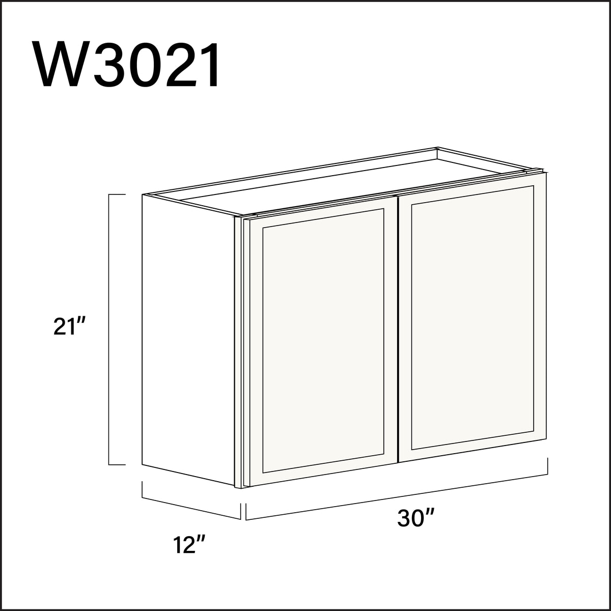 Angel White Slim Shaker Double Door Wall Cabinet - 30" W x 21" H x 12" D