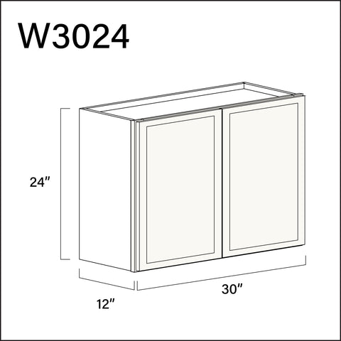 Angel White Slim Shaker Double Door Wall Cabinet - 30" W x 24" H x 12" D