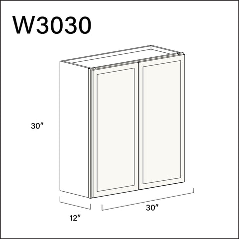 Angel White Slim Shaker Double Door Wall Cabinet - 30" W x 30" H x 12" D