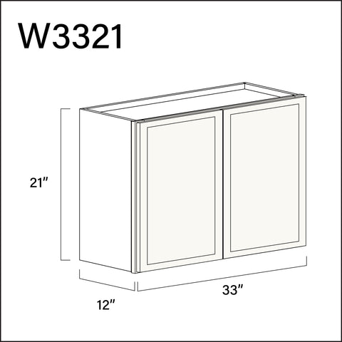 Angel White Slim Shaker Double Door Wall Cabinet - 33" W x 21" H x 12" D