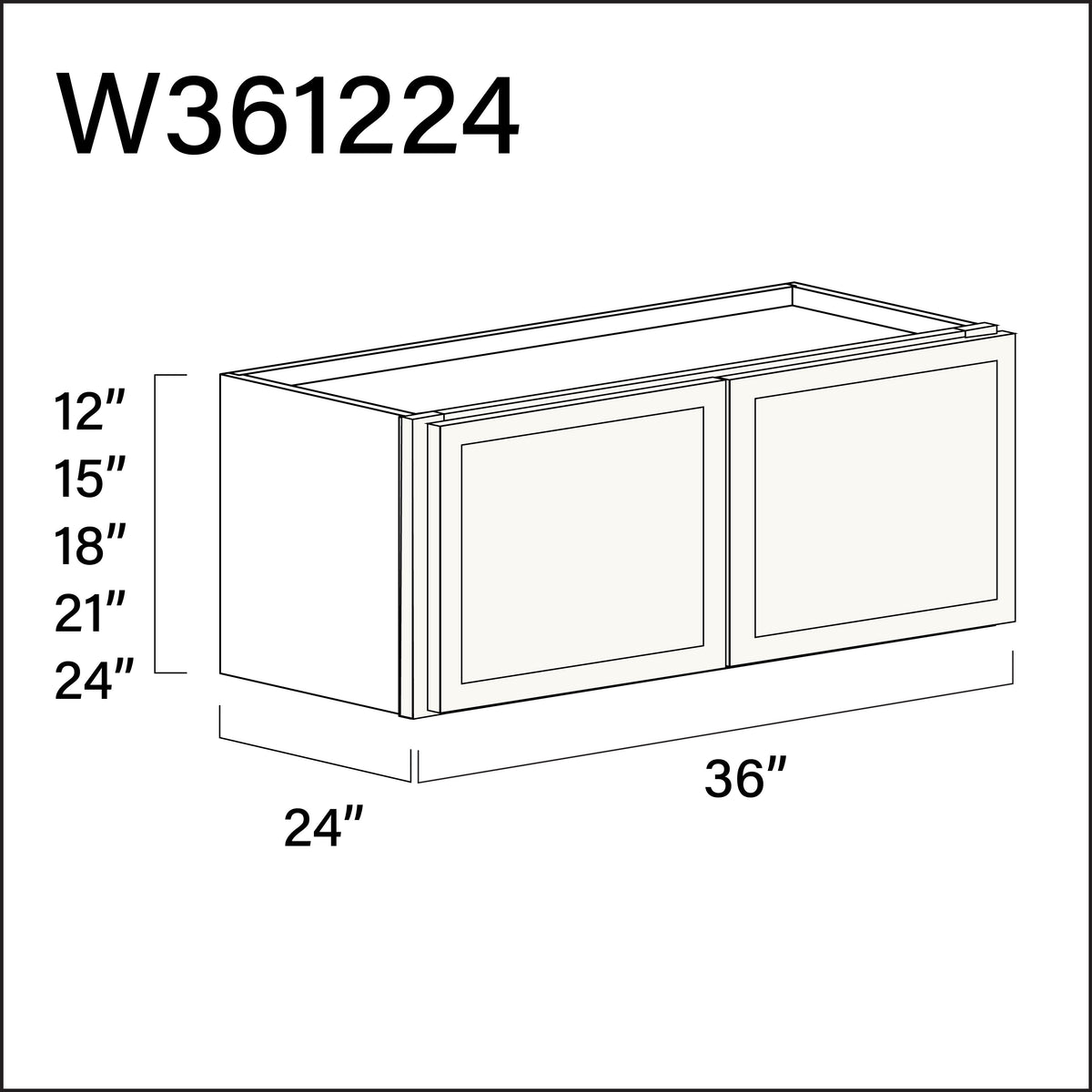 Angel White Slim Shaker Wall Bridge Double Door Cabinet - 36" W x 12" H x 24" D