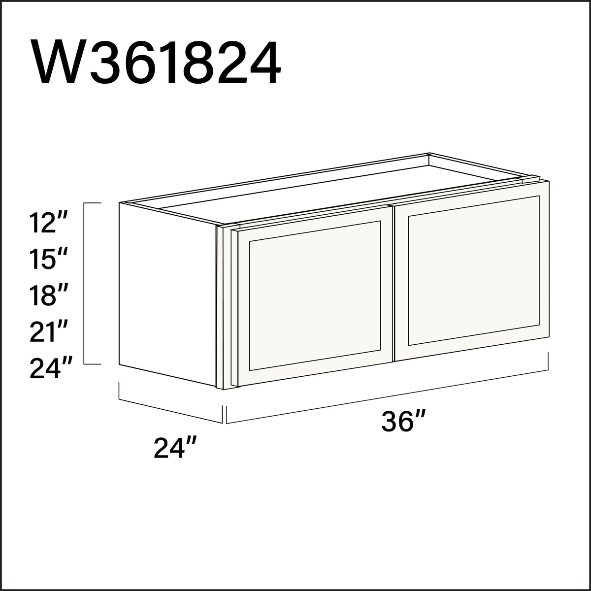 Angel White Slim Shaker Wall Bridge Double Door Cabinet - 36" W x 18" H x 24" D