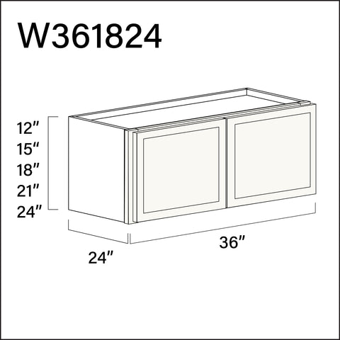 Angel White Slim Shaker Wall Bridge Double Door Cabinet - 36" W x 18" H x 24" D