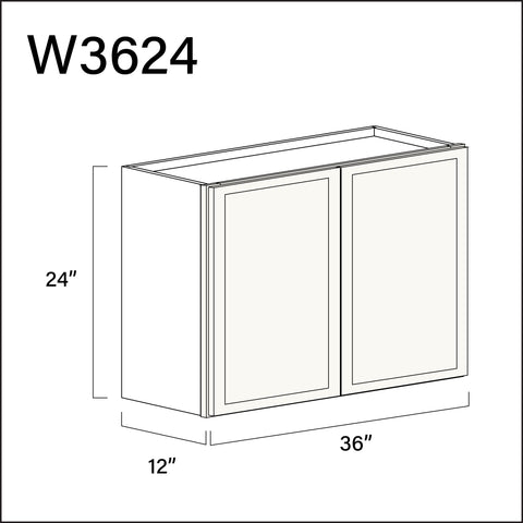 Angel White Slim Shaker Double Door Wall Cabinet - 36" W x 24" H x 12" D