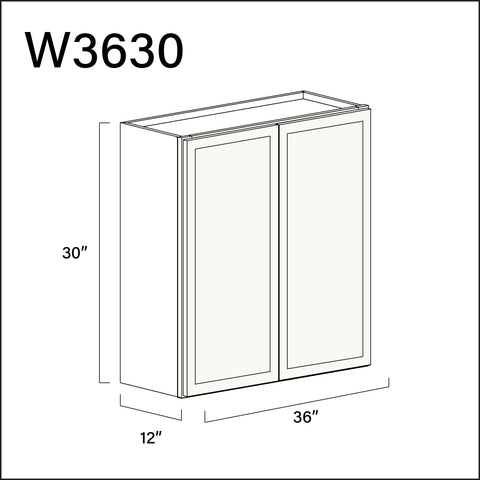 Angel White Slim Shaker Double Door Wall Cabinet - 36" W x 30" H x 12" D