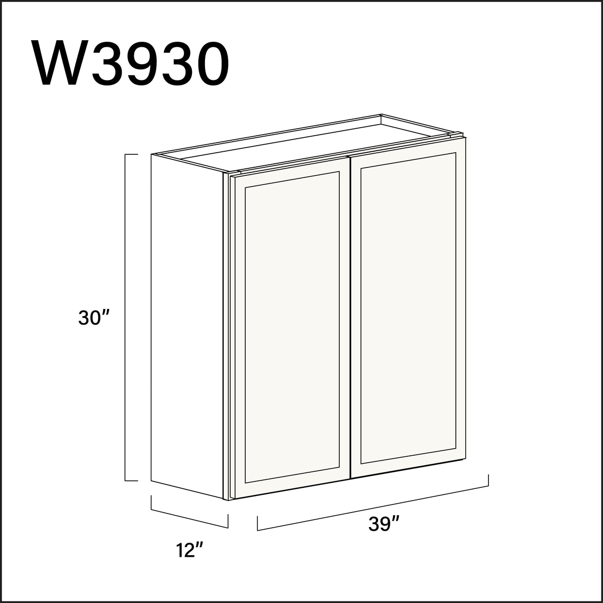 Angel White Slim Shaker Double Door Wall Cabinet - 39" W x 30" H x 12" D