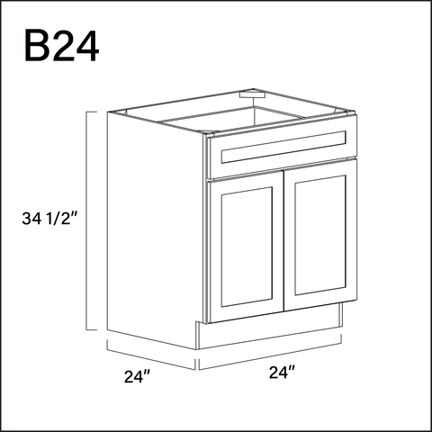 White Shaker 1 Drawer 2 Door Kitchen Base Cabinet - 24" W x 34.5" H x 24" D