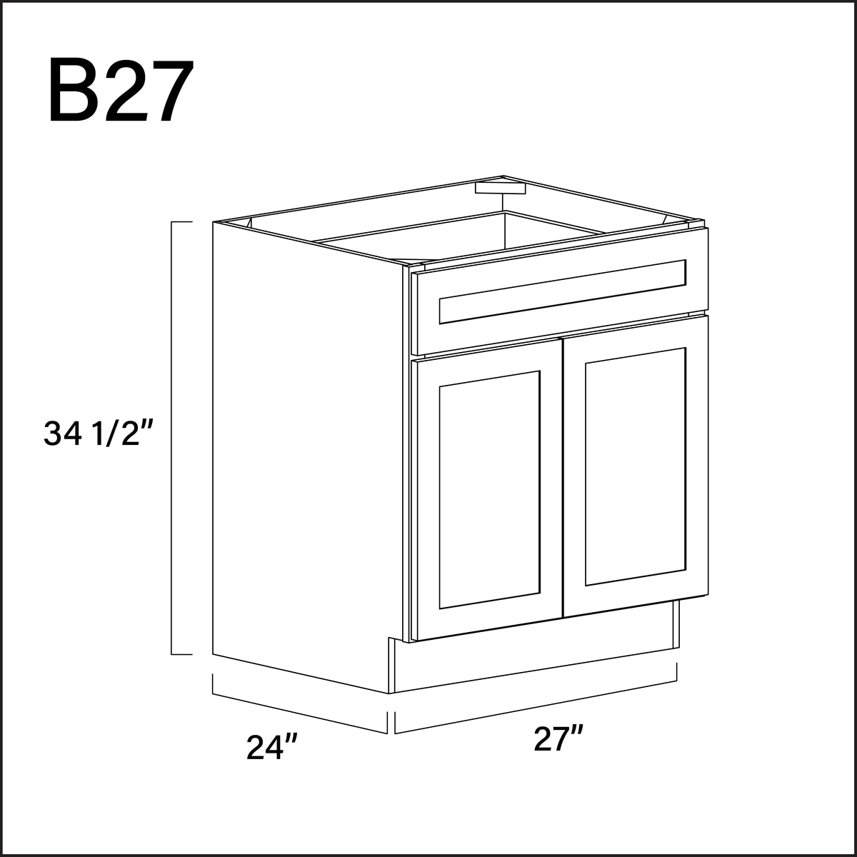 Revival White Antique 1 Drawer 2 Door Kitchen Base Cabinet - 27" W x 34.5" H x 24" D