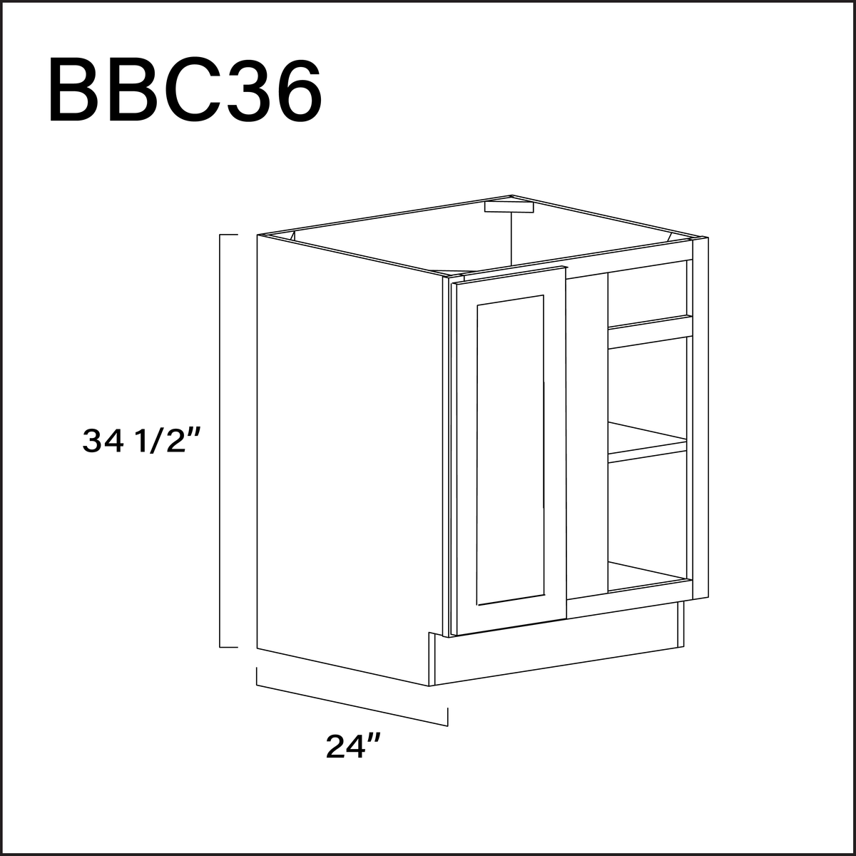 Revival White Antique Base Blind Corner Cabinet - 27" W x 34.5" H x 24" D