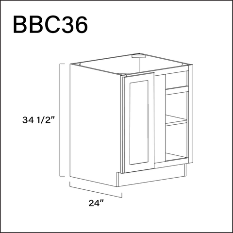 White Shaker Base Blind Corner Cabinet - 27" W x 34.5" H x 24" D