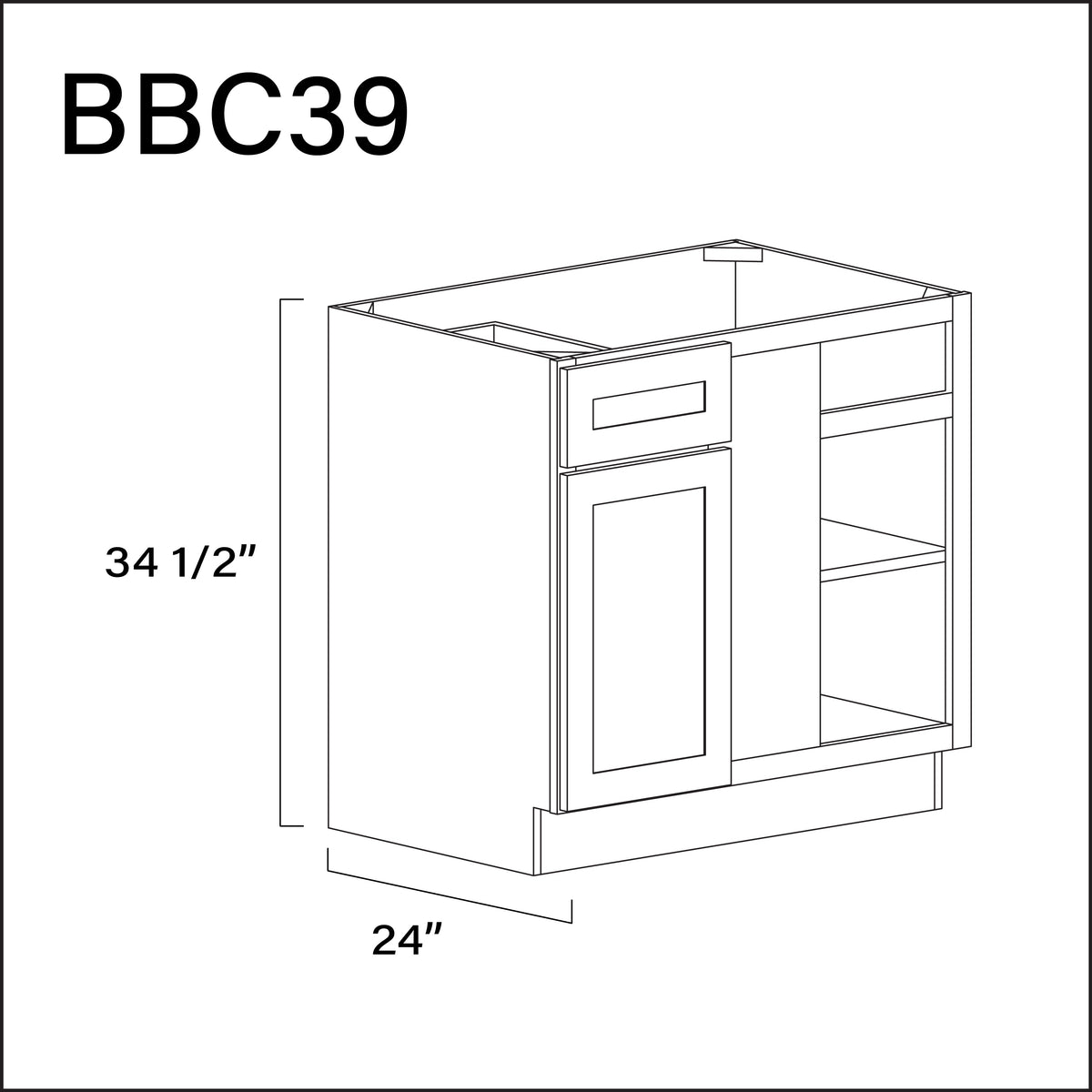 Revival White Antique Base Blind Corner Cabinet - 36" W x 34.5" H x 24" D