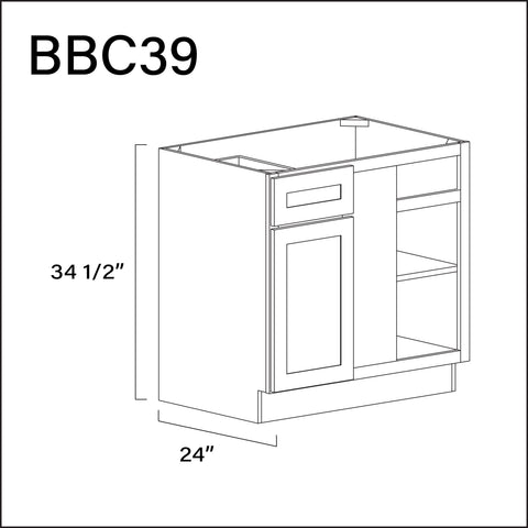 White Shaker Base Blind Corner Cabinet - 36" W x 34.5" H x 24" D