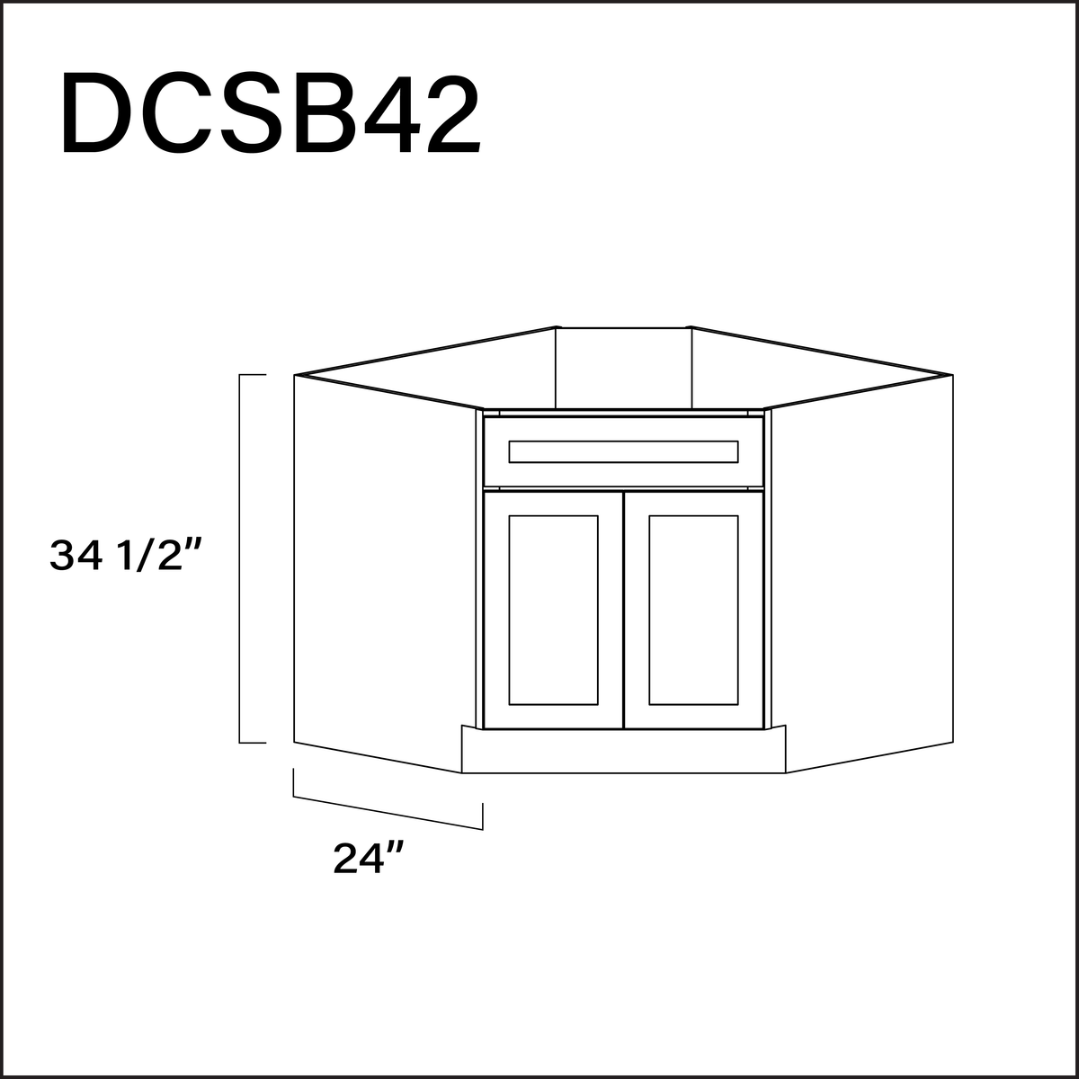 White Shaker Diagonal Sink Base Kitchen Cabinet - 42" W x 34.5" H x 24" D