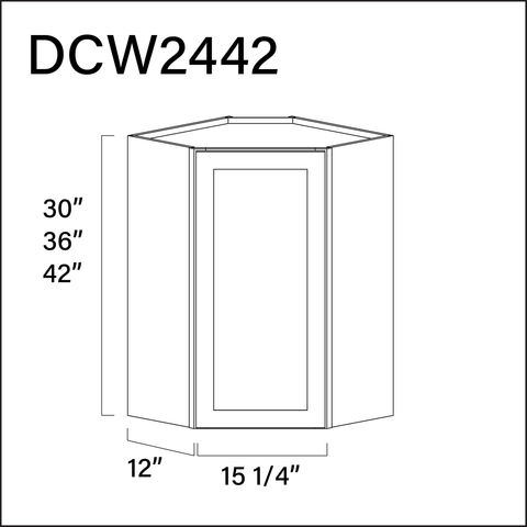 White Shaker Diagonal Wall Corner Cabinet - 24" W x 42" H x 12" D