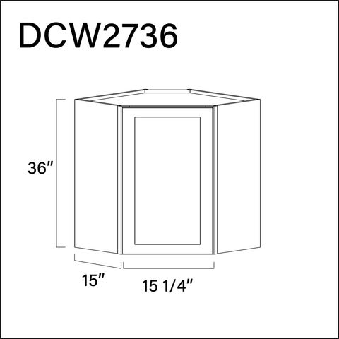 White Shaker Diagonal Wall Corner Cabinet - 27" W x 36" H x 12" D