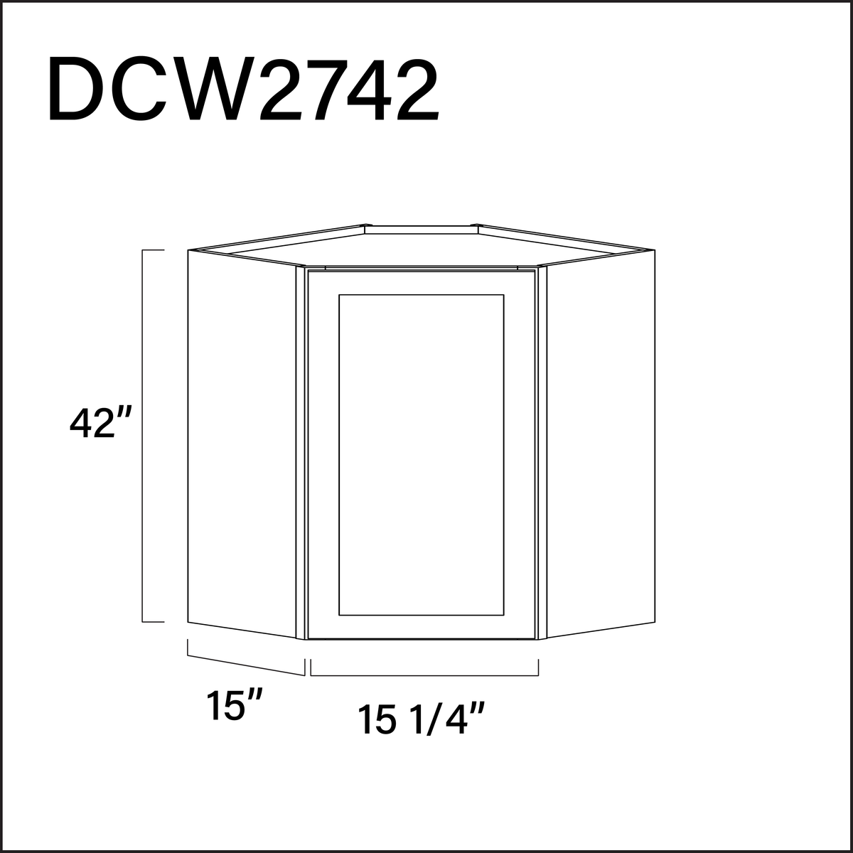 White Shaker Diagonal Wall Corner Cabinet - 27" W x 42" H x 12" D