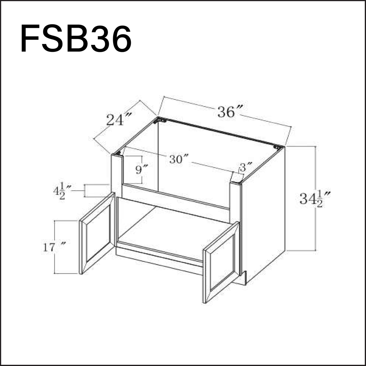 White Shaker Farmer Sink Base Kitchen Cabinet - 36" W x 34.5" H x 24" D