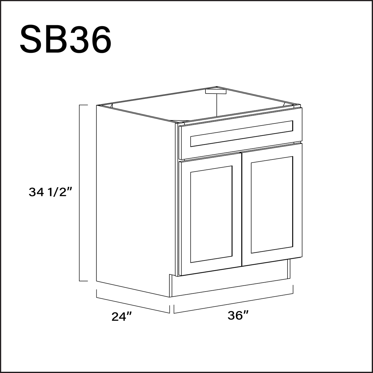 Revival White Antique Sink Base Kitchen Cabinet - 36" W x 34.5" H x 24" D