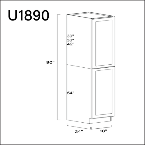 Pure White Antique Single Door Pantry Cabinet - 18" W x 90" H x 24" D