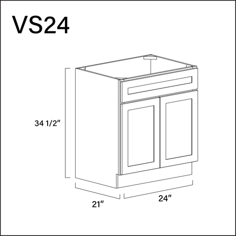 White Shaker Vanity Sink Base Cabinet - 24" W x 34.5" H x 21" D