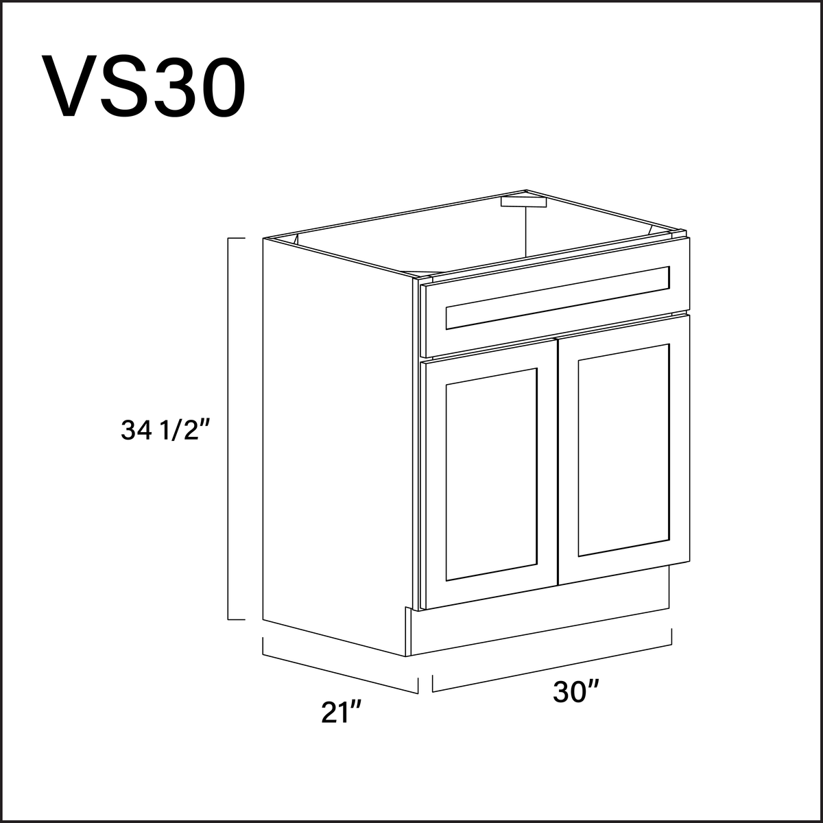 Revival White Antique Vanity Sink Base Cabinet - 30" W x 34.5" H x 21" D