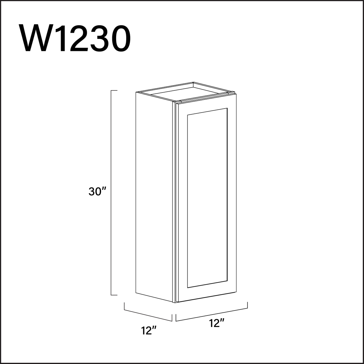 White Shaker Single Door Wall Cabinet - 12" W x 30" H x 12" D