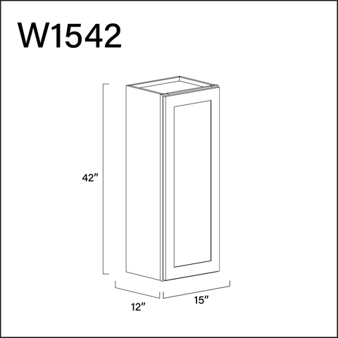 White Shaker Single Door Wall Cabinet - 15" W x 42" H x 12" D